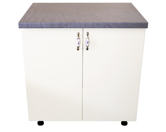 Masca pentru chiuveta cu 2 usi 80 cm Zebra, alb/MDF Vanilie, cu blat Artar, 80 x 85 x 60 cm